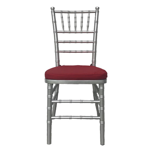 Silver Tiffany Chair With Maroon Cushion