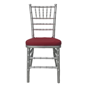 Silver Tiffany Chair With Maroon Cushion